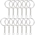 Miniatyrbilde 1 av 6: 50 stk 1 tommers/25mm delte nøkkelringer med kjede sølv nøkkelring, nøkkelringdeler med åpen hoppring og kontakt 50Pcs