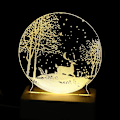Miniatyrbild 1 av 8: Akryl 3D nattlampa julhjort i skogen USB LED-bord