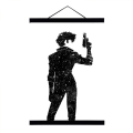 Miniatyrbillede 6 af 6: Bounty Hunter Wall Art Canvas Print Poster, Simple Fashion Sort og Hvid Kunst D