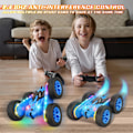 Pikkukuva 3 / 6: Kauko-ohjattava auto, temppuilu RC-autolelut Uudet päivitetyt valonauhat ja ajovalot Autolelut Kaksipuolinen 360° pyörivä 4WD Rc Drift Truck lapsille Blue