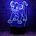 Miniatyrbilde 1 av 8: Tegneseriefilm Dyr Løvevakten Kong Kion Simba Anime Figur 3D Optisk Illusjon LED Soverom Innredning Sove Nattelykt med Fjernkontroll 7 Farger Bord