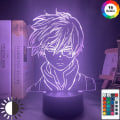 Miniatyrbilde 3 av 7: Manga My Hero Academia Shoto Todoroki Figur 3D-lampe LED nattlys berørings-/fjernkontroll for barn, gutter, soveromsdekorasjon, akryl bordlampe