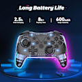 Miniatyrbillede 7 af 7: Trådløs Switch Pro-controller til Nintendo Switch-controller/Lite/OLED/Windows/iOS/Android, 7-farvet justerbar RGB-lys Switch-fjernbetjening Gamepad med