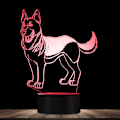 Miniatyrbild 2 av 5: 3D Varg Hund Nattljus Lampa Illusion Led 7 Färgförändring T