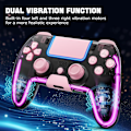 Miniatyrbild 2 av 6: Trådlös handkontroll för PS4 med Hall 3D-joysticks/RGB LED-lampor/programmeringsfunktion, rosa PS4-handkontroll fjärrkontroll joystick gamepad, spelkontroll för P Pink