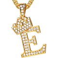 Miniatyrbillede 1 af 9: Krone Initial A-Z Halskæde, Iced Out Bogstav Vedhæng med 22-24 Tommer Kæde, Mænd Kvinder Bling Hip Hop Alfabet Navn Smykker Gave Store Initialer Halskæder E 18K Gold