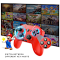 Miniatyrbild 2 av 7: Bluetooth-kontroll för Switch/PC/Steam/Apple Arcade MFi-spel etc., Switch Pro-kontroll trådlös med justerbar dubbelrörelse, Turbo, Makron, 6-axlig Red