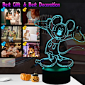Miniatyrbilde 2 av 7: Mickey Minnie Mus 3D nattlys med 16 fargeendrende automatisk blinkende LED-skrivebordslampe leker
