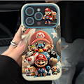 Miniatyrbillede 1 af 2: 2024 Ny æstetisk telefoncover til iPhone, Mario Family telefoncover til piger kvinder cool trendy design blød TPU gavecover til iPhone White iPhone X