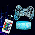 Miniatyrbild 1 av 7: Gamepad 3D Illusion Lamp, 3D nattlampa för pojkar med fjärrkontroll