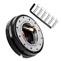 Miniatyrbillede 1 af 5: Hurtigudløselig rat-sæt Universal Racing Rat Hurtigudløselig Booster - Sort (Én del)