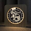 Miniatyrbild 1 av 7: Trä Sänglampa Horoskop Konstellation 3D Illusion Natt