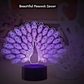 Miniatyrbillede 3 af 7: Novelty Peacock Form 3D LED Natlampe med 7 Farveskiftende Dyr Påsfugl Bordlampe Hjemmeindretning Gaver Lampara Sove Lysarmatur