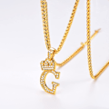 Miniatyrbillede 2 af 9: Krone Initial A-Z Halskæde, Iced Out Bogstav Vedhæng med 22-24 Tommer Kæde, Mænd Kvinder Bling Hip Hop Alfabet Navn Smykker Gave Store Initialer Halskæder G 18K Gold