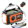 Pikkukuva 1 / 7: 12000mAh Käsikäyttöinen Hätäradio, AM/FM/NOAA, Monitoiminen Aurinkoenergialla Toimiva Radio, 2 Aurinkopaneelia, USB-Lataus, Taskulamppu & LED-Lukuvalo, SOS-Hälytin Orange