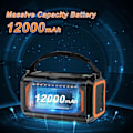 Pikkukuva 2 / 7: 12000mAh Käsikäyttöinen Hätäradio, AM/FM/NOAA, Monitoiminen Aurinkoenergialla Toimiva Radio, 2 Aurinkopaneelia, USB-Lataus, Taskulamppu & LED-Lukuvalo, SOS-Hälytin Red
