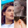 Miniatyrbild 6 av 7: Kirurgiskt stål örhängen för kvinnor män 20 Gauge Hoop Stud Örhängen Set för flera piercingar CZ Boll Nap Örhängen Platt Baksida Hypoallergen Black