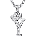 Miniatyrbillede 1 af 5: Krone Initial A-Z Halskæde, Iced Out Bogstav Vedhæng med 22-24 Tommer Kæde, Mænd Kvinder Bling Hip Hop Alfabet Navn Smykker Gave Store Initialer Halskæder Y Silver