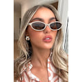 Pikkukuva 2 / 6: Retro soikeat aurinkolasit naisille, tyylikkäät kissansilmälasit 90-luvulta, kevyet kapeat sävyt, trendikkäät UV-suoja aurinkolasit Khaki Frame - Brown Lens