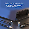 Pikkukuva 4 / 9: USB C 3.1 -urosliitin naarasliittimeen PD100W -pikalatauskaapeli 10 Gbps 4K 60 Hz:n taajuudella USB C -latauskaapeli Steam Deck -pelikonsoleille 25 cm/9,8 tuumaa