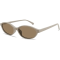 Pikkukuva 1 / 6: Retro soikeat aurinkolasit naisille, tyylikkäät kissansilmälasit 90-luvulta, kevyet kapeat sävyt, trendikkäät UV-suoja aurinkolasit Khaki Frame - Brown Lens