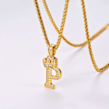 Miniatyrbillede 3 af 8: Krone Initial A-Z Halskæde, Iced Out Bogstav Vedhæng med 22-24 Tommer Kæde, Mænd Kvinder Bling Hip Hop Alfabet Navn Smykker Gave Store Initialer Halskæder P 18K Gold