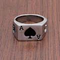 Miniatyrbillede 2 af 5: Herre- og dame-ring i rustfrit stål med poker spar es