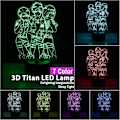 Miniatyrbillede 2 af 7: 3D Illusion Attack On Titan Natlys, Bordlampe USB-drevet 7 Farver LED Natlys med Smart Touch Ideel til Japansk Anime Børn Fans Gave Roo