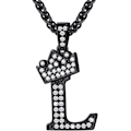 Miniatyrbillede 1 af 7: Krone Initial A-Z Halskæde, Iced Out Bogstav Vedhæng med 22-24 Tommer Kæde, Mænd Kvinder Bling Hip Hop Alfabet Navn Smykker Gave Store Initialer Halskæder L Black