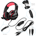Miniatyrbillede 7 af 9: PS4 Gaming Headset med 7.1 Surround Sound, PC Headset med støjreducerende mikrofon og LED-lys, H3 Over Ear-hovedtelefoner til Nintendo Switch, PS5, Xbox On Black Red