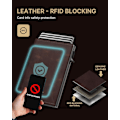 Miniatyrbillede 6 af 9: Herre pung kortholder: Pop-up aluminium etui, RFID-blokering, kulfiberlæder, smart, slank, minimalistisk, forlomme - 9-14 kortkapacitet | ID W ‏‏‎ ‎‏‏‎ ‎‎Dark Brown
