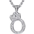 Miniatyrbillede 1 af 7: Krone Initial A-Z Halskæde, Iced Out Bogstav Vedhæng med 22-24 Tommer Kæde, Mænd Kvinder Bling Hip Hop Alfabet Navn Smykker Gave Store Initialer Halskæder O Silver