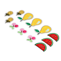 Miniatyrbillede 6 af 10: 12 stk. frugt patches kirsebær ananas pære vandmelon søde mønstre levende farver stryge på patches til taske tøj sokker