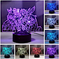 Miniatyrbild 2 av 8: Demon Slayer Nezuko Tanjirou Zenitsu 3D Illusion LED Animelampa RGB 16 Färger Fjärrkontroll Skrivbordsnattlampa för Sovrum