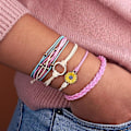 Miniatyrbilde 4 av 6: Solsikke-snor-armbånd Håndlaget flettet tau med sjarm Boho Surfer-armbånd for kvinner Pink
