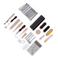 Miniatyrbilde 9 av 10: Lærbearbeidingssett 59stk DIY Making Clear Texture Rustfritt Stål Bøk Tre Lærhåndverktøy for Kunstprosjekt