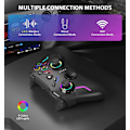 Miniatyrbillede 4 af 7: Trådløs PC-spilcontroller til Windows (7/8/10/11), kompatibel med Nintendo Switch og Steam Deck, 9-farvet LED-lys Gamepad med Turbo-funktion, Adju