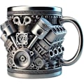 Miniatyrbild 1 av 7: Personlig Rostfri Mugg - V8 & V6 Motor Design, 44 cl Handgjord Hållbar & Stilren, Perfekt för Bilentusiaster (V8) v8