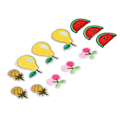 Miniatyrbillede 2 af 10: 12 stk. frugt patches kirsebær ananas pære vandmelon søde mønstre levende farver stryge på patches til taske tøj sokker