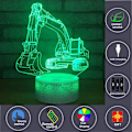 Miniatyrbild 2 av 8: Grävmaskin 3D LED optisk illusionssensor nattlampa