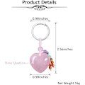 Miniatyrbilde 5 av 6: Naturlig krystallhjerte edelsten nøkkelring 7 chakra helbredende stein nøkkelring sjarm for kvinner Rose Quartz