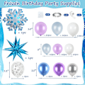 Pikkukuva 2 / 7: Jäädytetty ilmapallokaaripaketti, lumihiutale helmi sininen violetti metallinen violetti sininen hopea ja valkoiset ilmapallot talvi ihmemaa joulu vauvanäyttelyyn Purple Blue Silver Snowflake