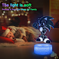 Miniatyrbild 5 av 7: Sonic The Hedgehog 3D Illusionslampa, 5 Mönster och 16 Färger som Byter med Fjärrkontroll Akryl LED Nattlampa, Sonic The Hedgehog Leksaker för Pojkar