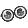 Miniatyrbillede 9 af 11: Universal LED Forlygte Dobbelt Lamper Runde Angel Eyes Høj Lav Stråle Retro DRL Blå Hvid Lys