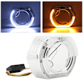 Miniatyrbillede 11 af 11: LED Angel Eyes Halo DRL Bezel Shrouds 12V 5W Venstre Højre Ringdæksler til 3 Tommer Bi Xenon LED Dobbeltlinse Forlygte Hvid Gul Lys