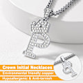 Miniatyrbillede 5 af 8: Krone Initial A-Z Halskæde, Iced Out Bogstav Vedhæng med 22-24 Tommer Kæde, Mænd Kvinder Bling Hip Hop Alfabet Navn Smykker Gave Store Initialer Halskæder P Silver
