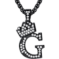 Miniatyrbillede 1 af 4: Krone Initial A-Z Halskæde, Iced Out Bogstav Vedhæng med 22-24 Tommer Kæde, Mænd Kvinder Bling Hip Hop Alfabet Navn Smykker Gave Store Initialer Halskæder G Black