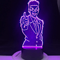 Miniatyrbilde 5 av 7: 3D Illusions nattlys skrivebordslampe LEORIO PARADINIGHT Hunter X Anime Illusions bordlampe Hjem Soverom Dekorasjon Led 7 Farge Skiftende Berøring