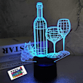 Miniatyrbilde 1 av 7: Vinflaske 3D Illusionslampe, Bardekorasjonsgaver Nattelys for Jul Ferie med Fjernkontroll 16 Farger Skiftende + 4 Skiftende Modus + Dimmefunksjon