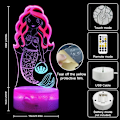 Miniatyrbilde 4 av 7: Liten Havfrue 3D Nattelys, Dynamiske RGB Farger Skiftende 3D Illusionslampe med Smart Berøring og Fjernkontroll